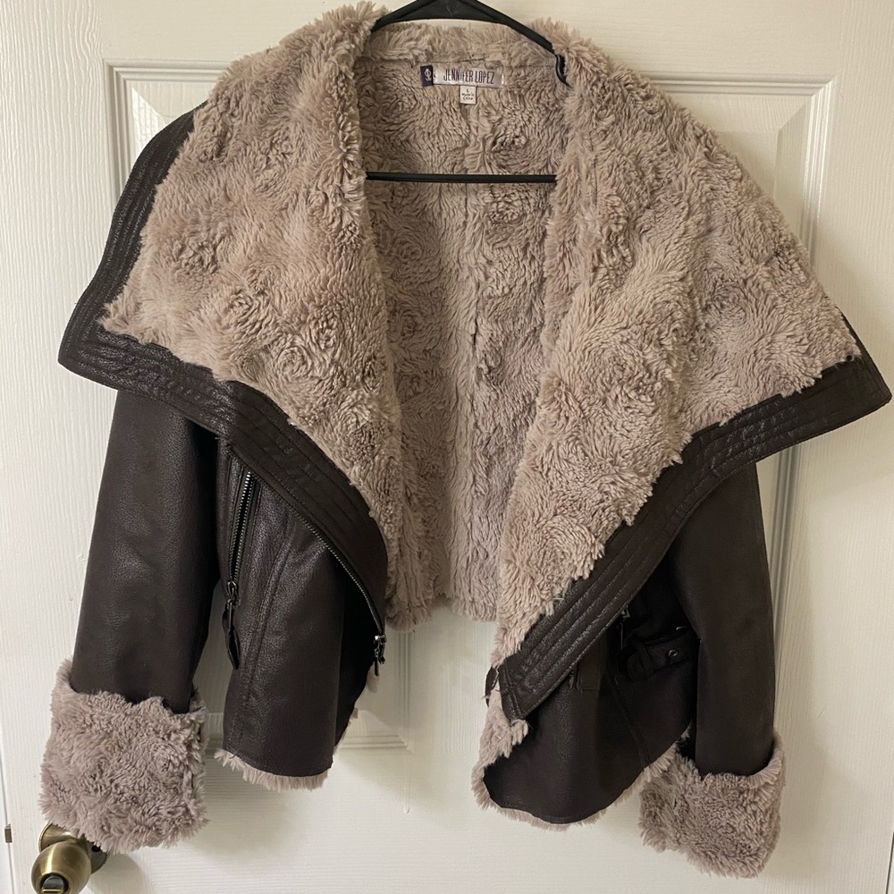 Jennifer Lopez Leather & Fur Jacket